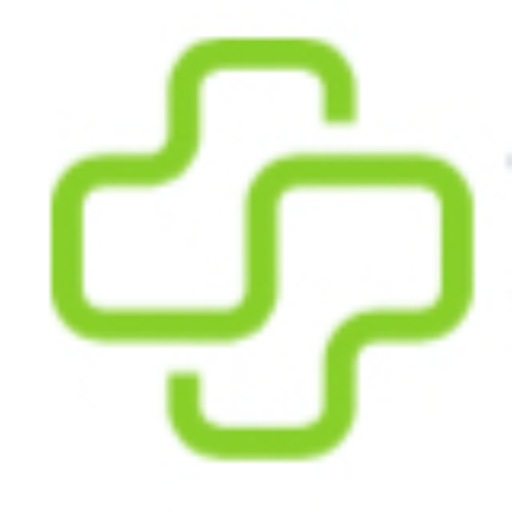 Green abstract cross-shaped logo design.